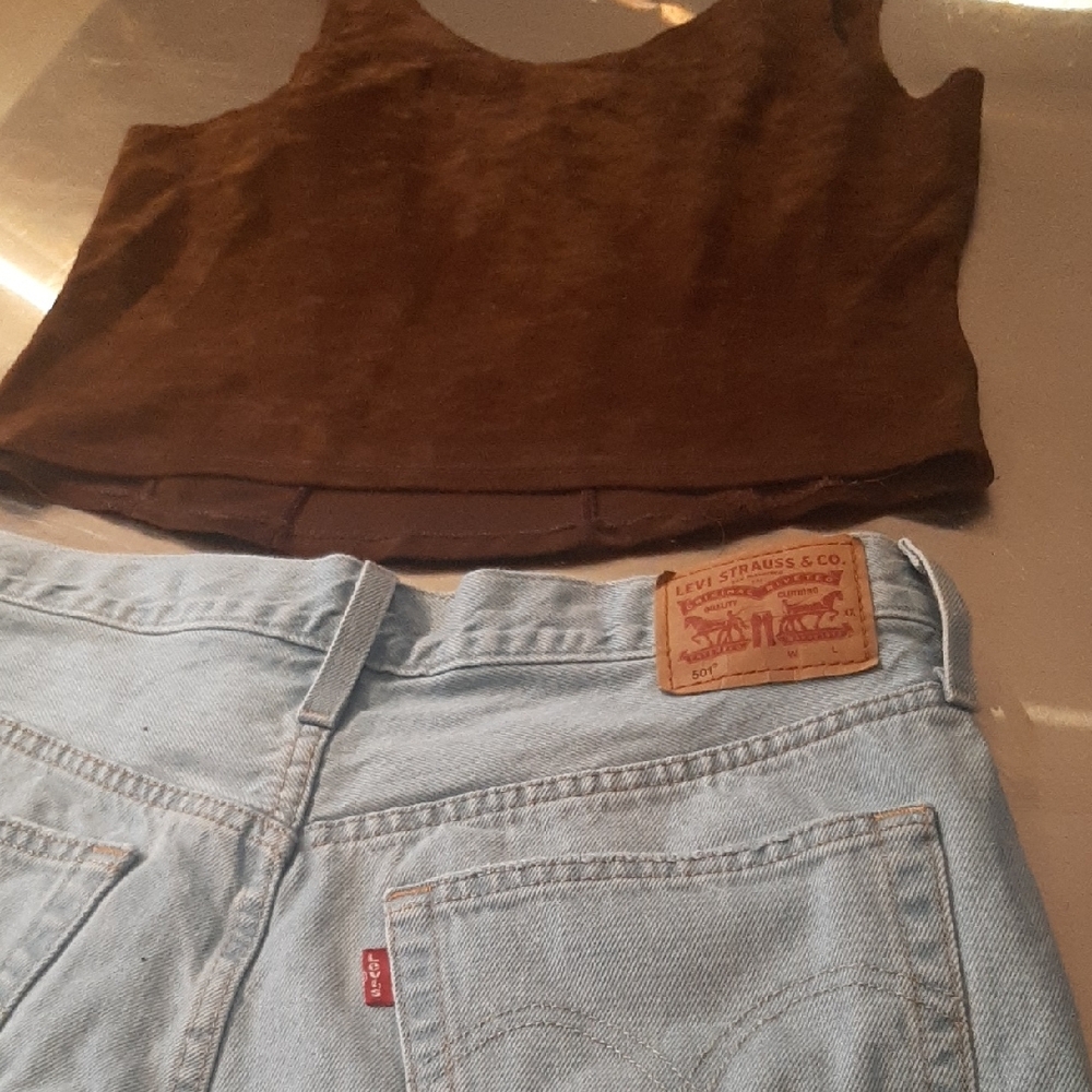 Levi's+Chocolate🍩Faux Suede Tank Size M/L - Picture 3 of 9